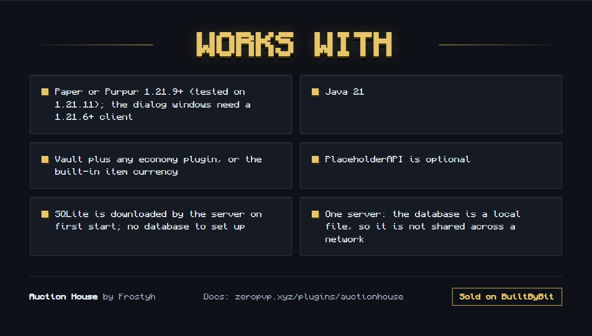 Auction House | Dupe-Safe AH + Auctions | BuiltByBit